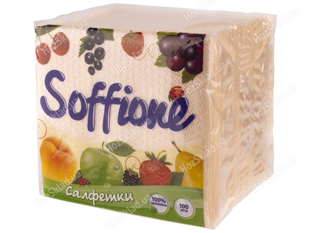 Салфетки бумажные Soffione однослойные 24х24см персиковые (цена за упаковку 100шт)