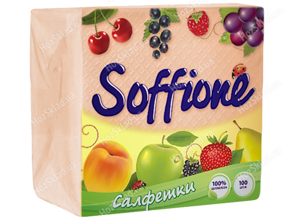Серветки паперові Soffione одношарові 33x33см персикові (ціна за упаковку 100шт)