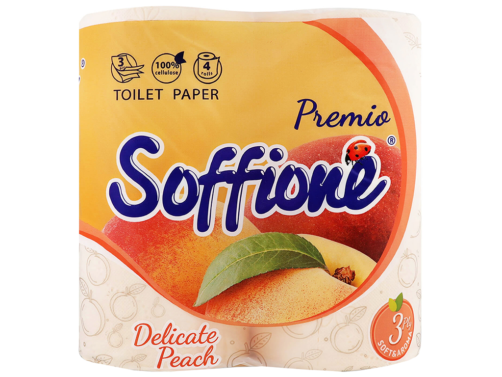 Бумага туалетная Soffione Premio Aroma трехслойная, персиковая (цена за 4 рулона)