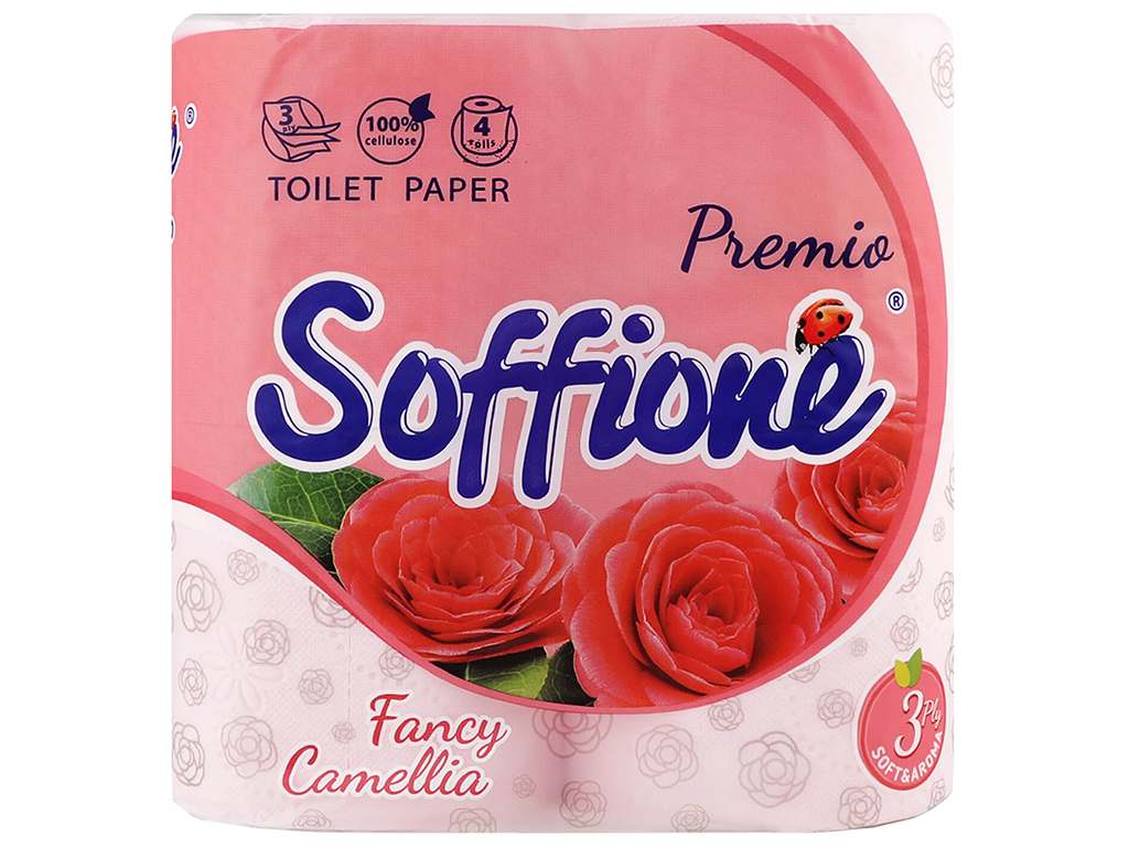 Бумага туалетная Soffione Premio Aroma трехслойная, розовая (цена за 4 рулона)