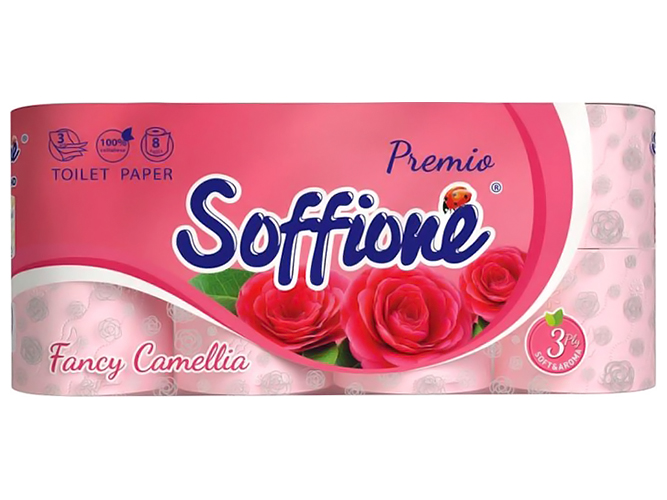Папір туалетний Soffione Premio Aroma тришаровий, рожевий (ціна за 8 рулонів)