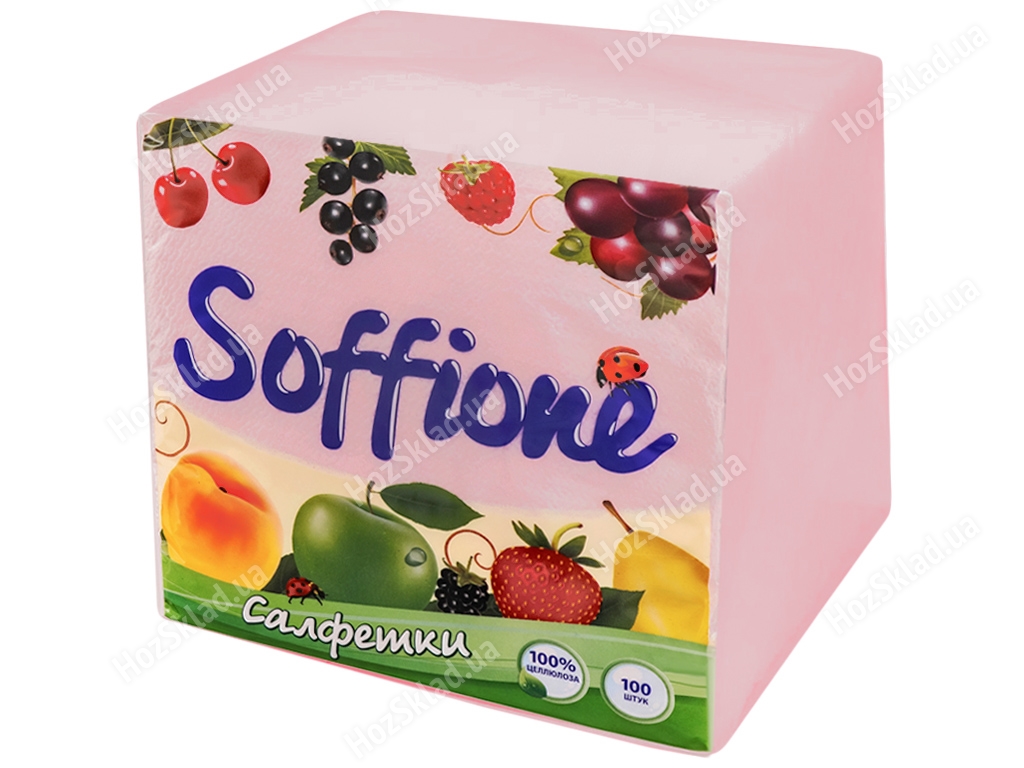 Серветки паперові Soffione одношарові 33x33см рожевий (ціна за упаковку 100шт)