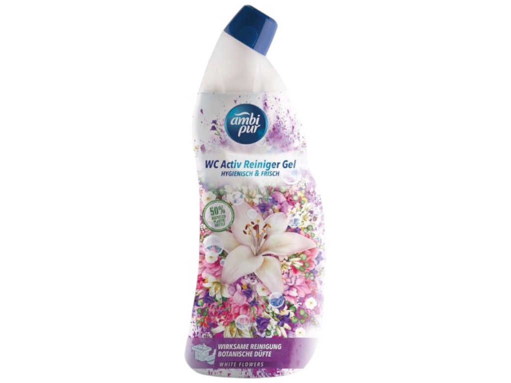 Гель для чистки унитаза Ambi Pur White Flowers, аромат белых цветов, 750мл