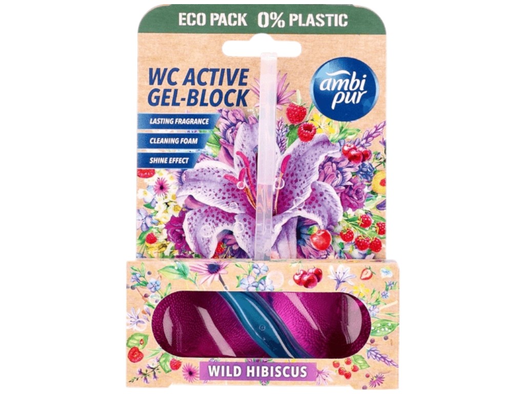 Блок-освіжувач для унітазу Ambi Pur Gel Active Wild Hibiscus, аромат гібіскус, 45г