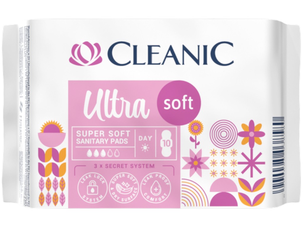 Прокладки гігієнічні Cleanic Soft Ultra, денні, з крильцями, 3 краплі, 10шт