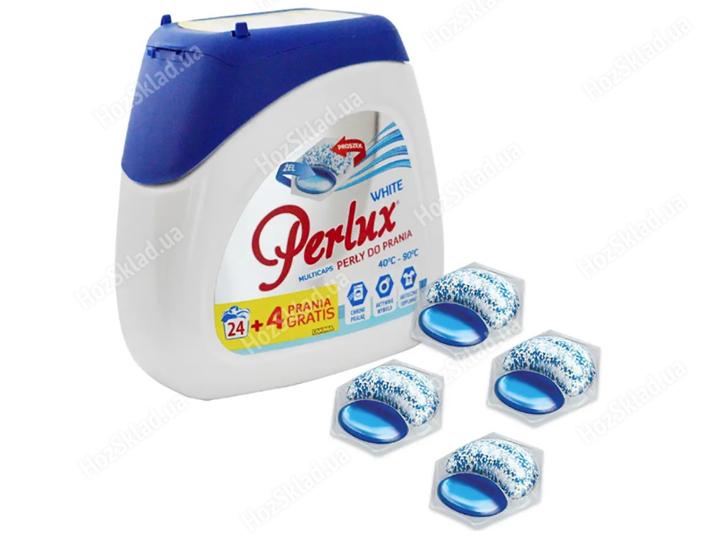 Капсули для прання Perlux White для білих тканин 24+4шт