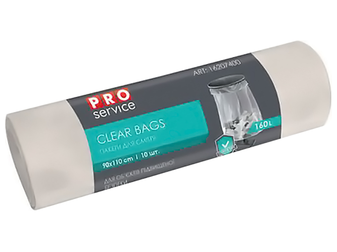 Пакеты для мусора Pro Service Clear Bags, 90х110см, 160л, 10шт, прозрачные 16207400