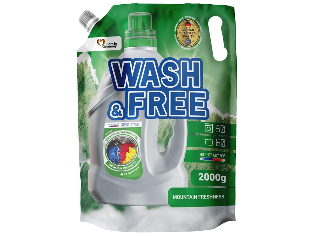 Гель для прання універсальний Wash&free Гірська свіжість, 2л