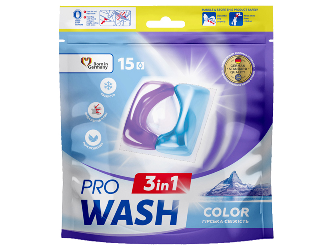 Капсулы для стирки ProWash Горная свежесть, 15шт