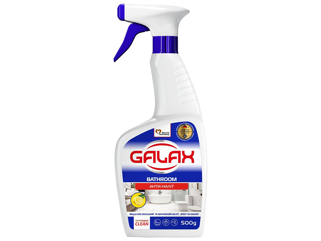 Засіб для миття ванної кімнати та сантехніки Galax das PowerClean Антиналіт, 500мл
