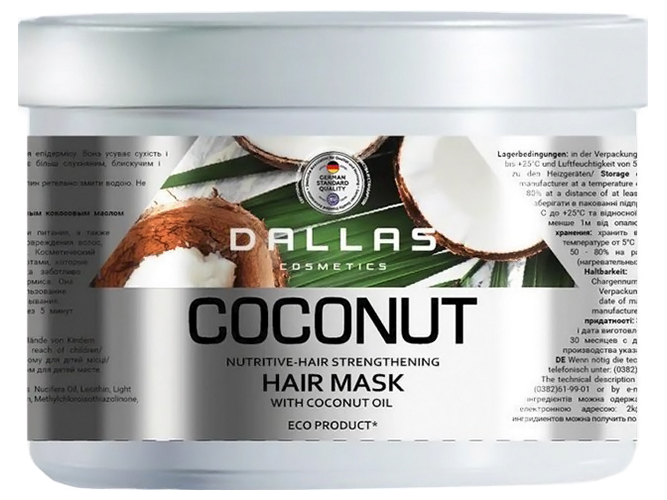 Набір Шампунь+Маска Dalas Coconut, інтенсивно живильний з натуральною кокосовою олією, 1л+500мл