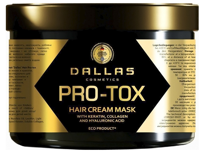 Набір Шампунь+Маска Dalas Hair Pro-tox з кератином, колагеном та гіалуроновою кислотою, 1л+500мл