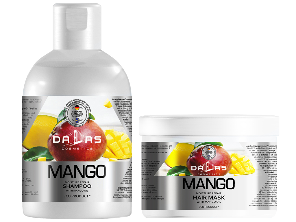 Набір для волосся Dalas Mango з олією манго (шампунь 1л, маска 500мл)