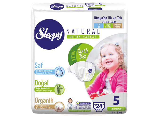 Підгузки Sleepy Natural Junior, розмір 5 (11 - 18кг) 24шт
