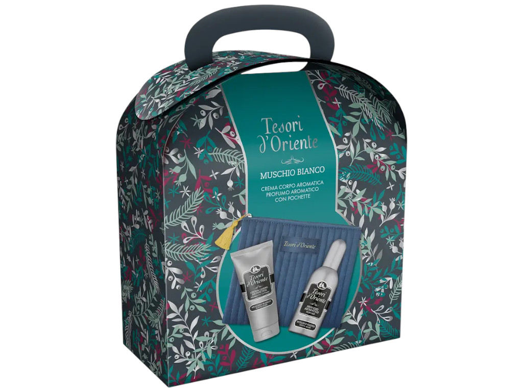Подарунковий набір Tesori d'Oriente Білий мускус, косметичка, туалетна вода 100мл, крем для тіла 75м