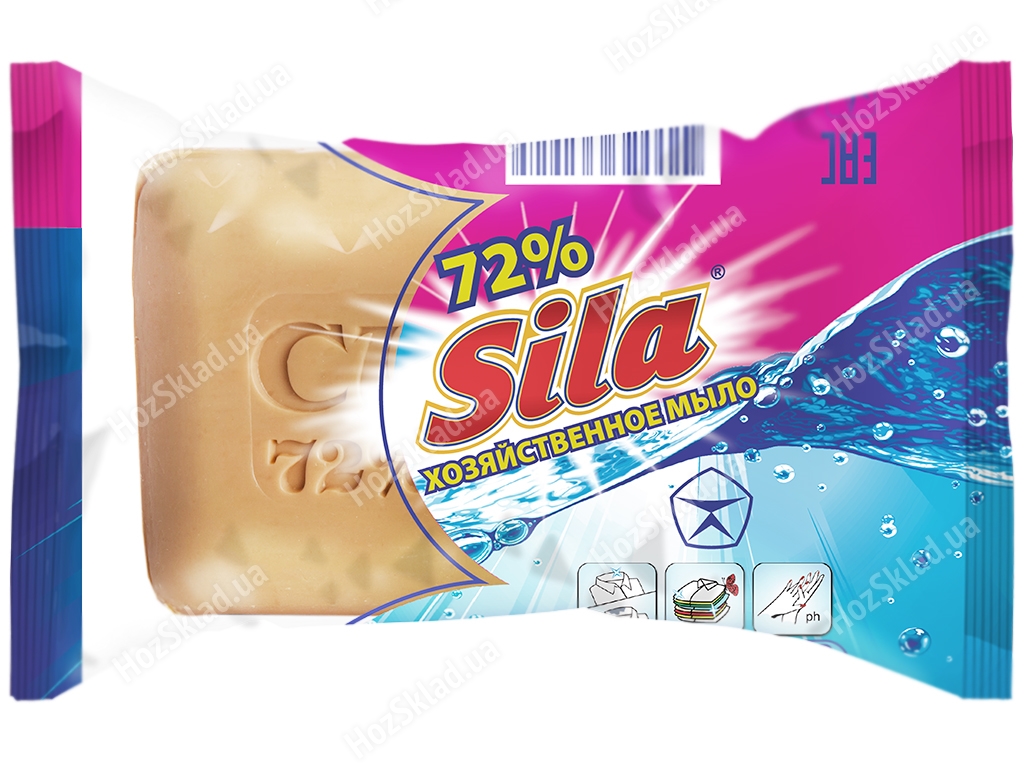 Мыло хозяйственное твердое Sila Сила 72% в упаковке 200г