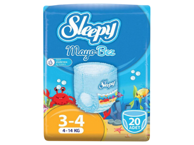 Подгузники - трусики для купания Sleepy Swimming, размер 3 - 4 (4 - 14кг) 20шт