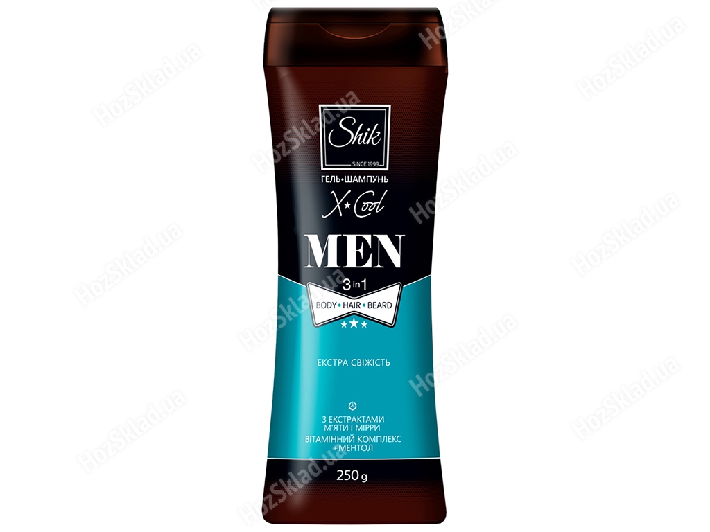 Гель-шампунь 3в1 Shik Men X-Cool для тіла, волосся, бороди 250мл
