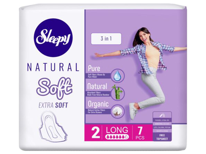 Прокладки ультратонкі Sleepy Natural Extra Soft Lady Pad Long-2, 6 капель, 7шт