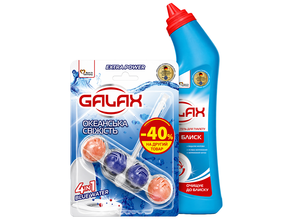 Набір засобів Galax Power Clean Ultra, для унітазу + блок, 750г + 55г