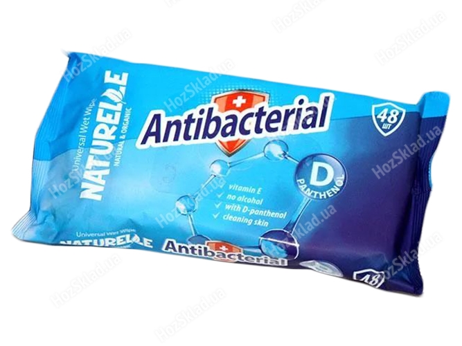 Вологі серветки антибактеріальні NATURELLE antibacterial D - panthenol 48шт