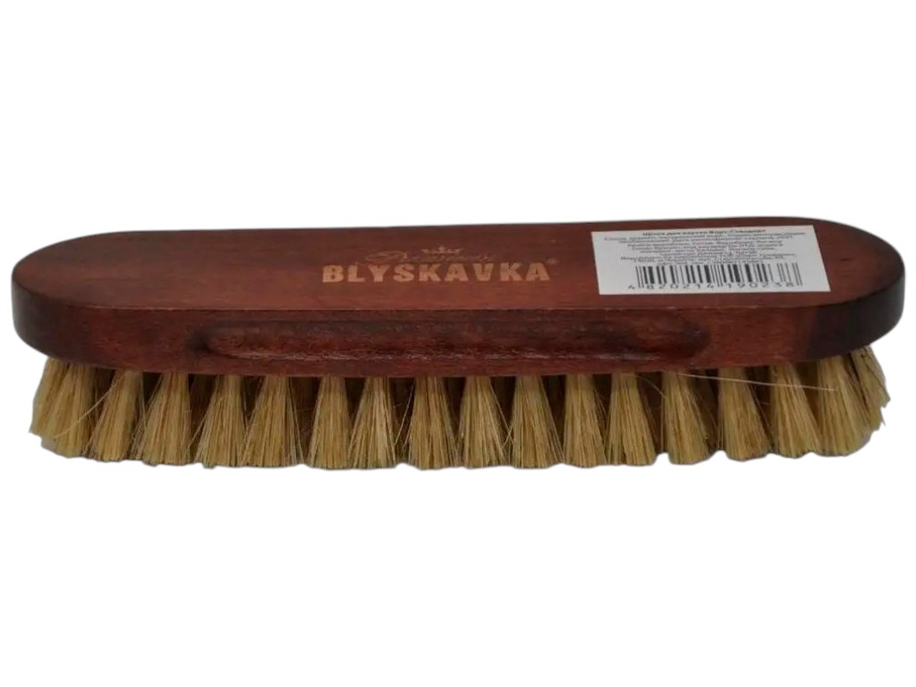 Щетка для обуви Blyskavka Стандарт, дерево, натуральная щетина, 16×5×4см, цвет коричневый