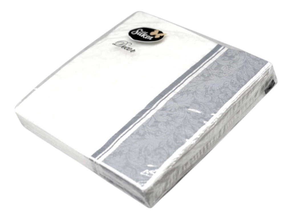 Серветки паперові TM Silken 33х33 см, 3 шари, 18 шт, дизайн дамаск