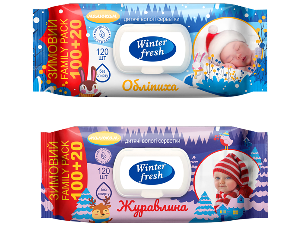 Вологі серветки Winter Fresh, ассорті, 120шт