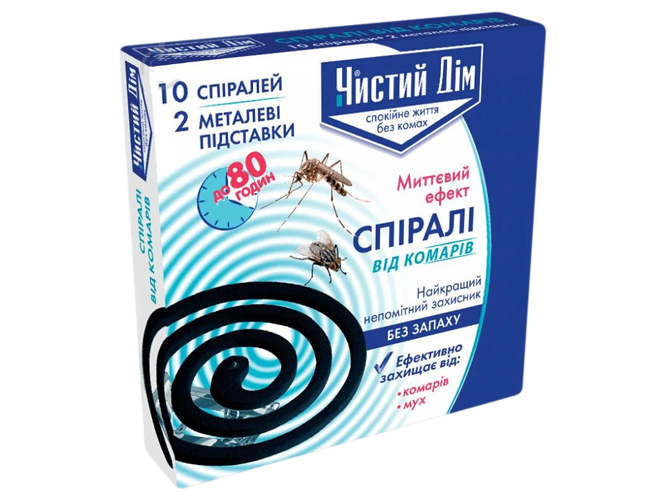 Спирали от комаров Чистый Дом (10спиралей + 2подставки)