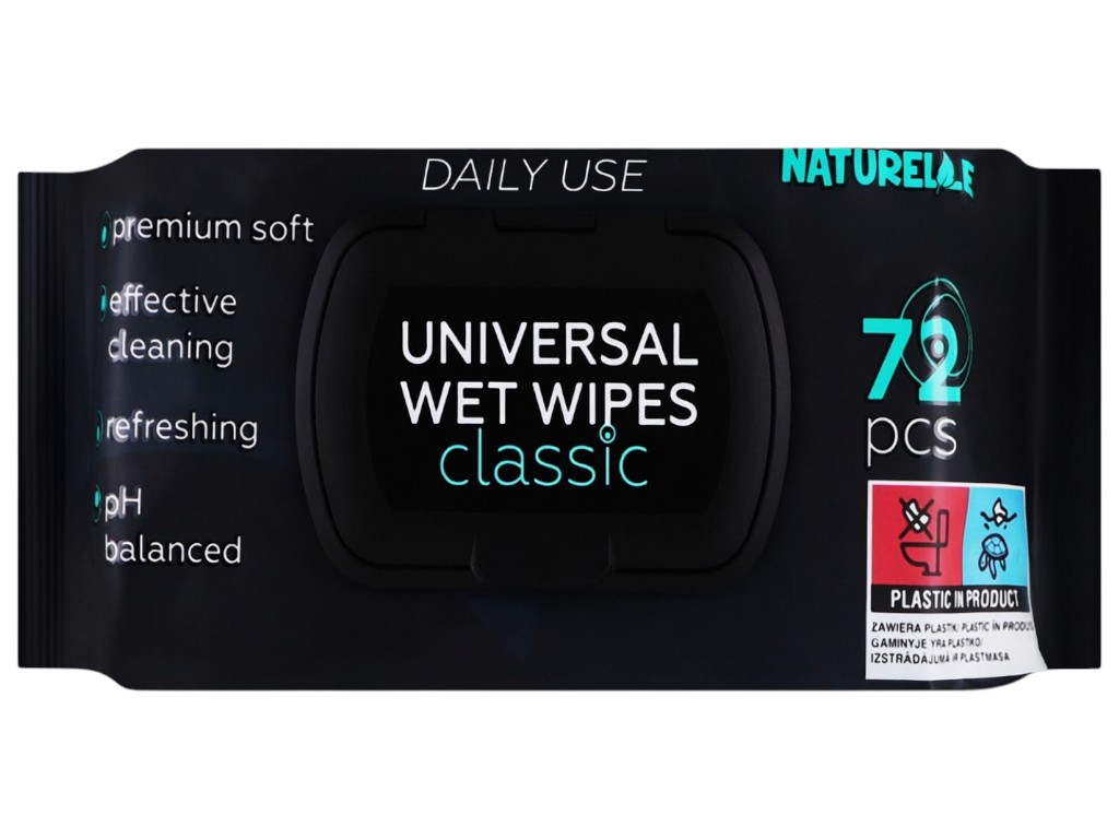 Салфетки влажные для кожи рук и тела Naturelle Classic, освежающая мята, 72шт