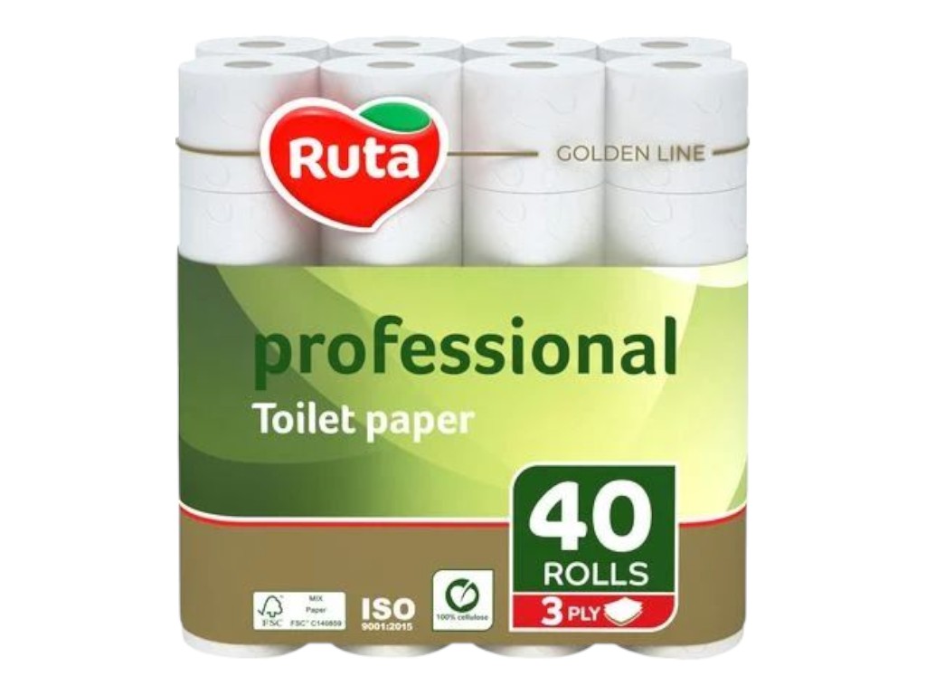 Туалетная бумага Ruta professional, 3-слойная, 130 отрывов, 40 рулонов, цвет белый