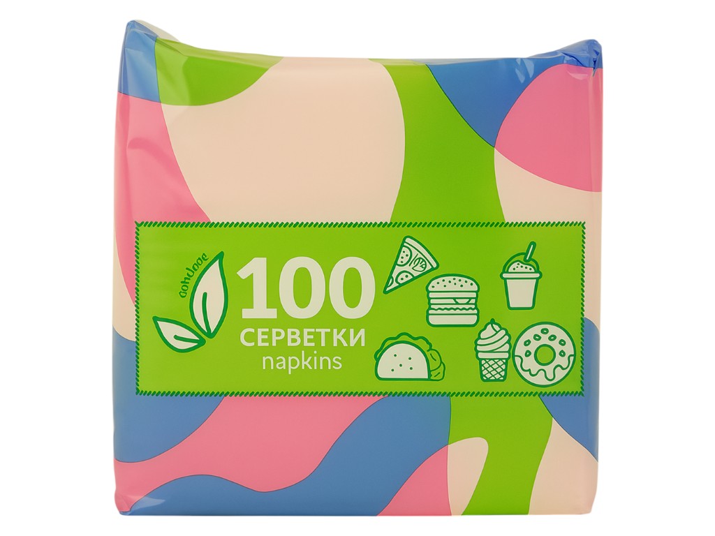 Салфетки однослойные, 100 листов, без хлора и ароматизаторов, 10х10х7см