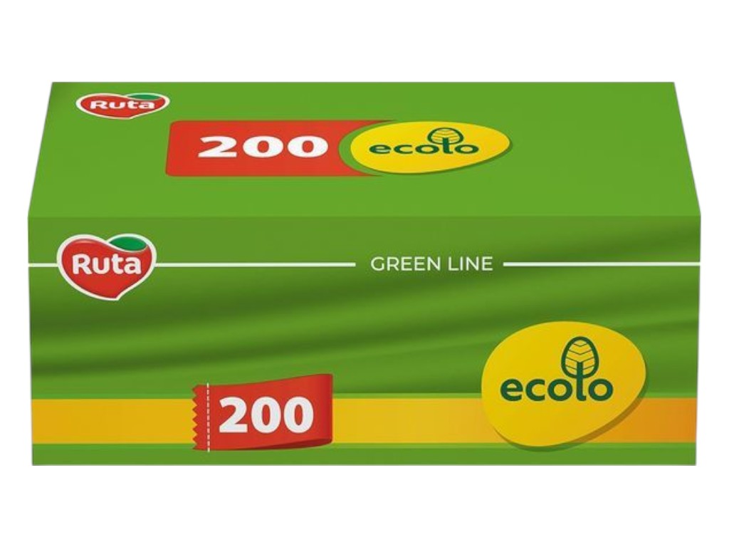 Серветки паперові Ecolo Soft napkins, 200 штук, косметичні, в коробці, 2 шари
