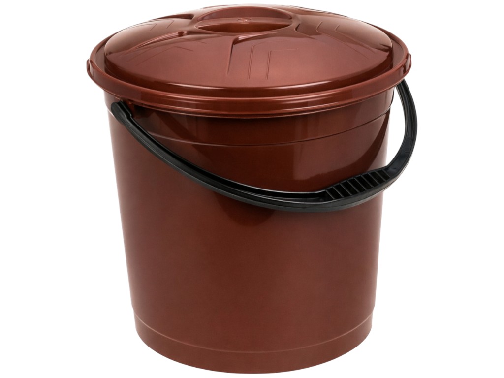 Ведро R plastic коричневое, с крышкой, 10л