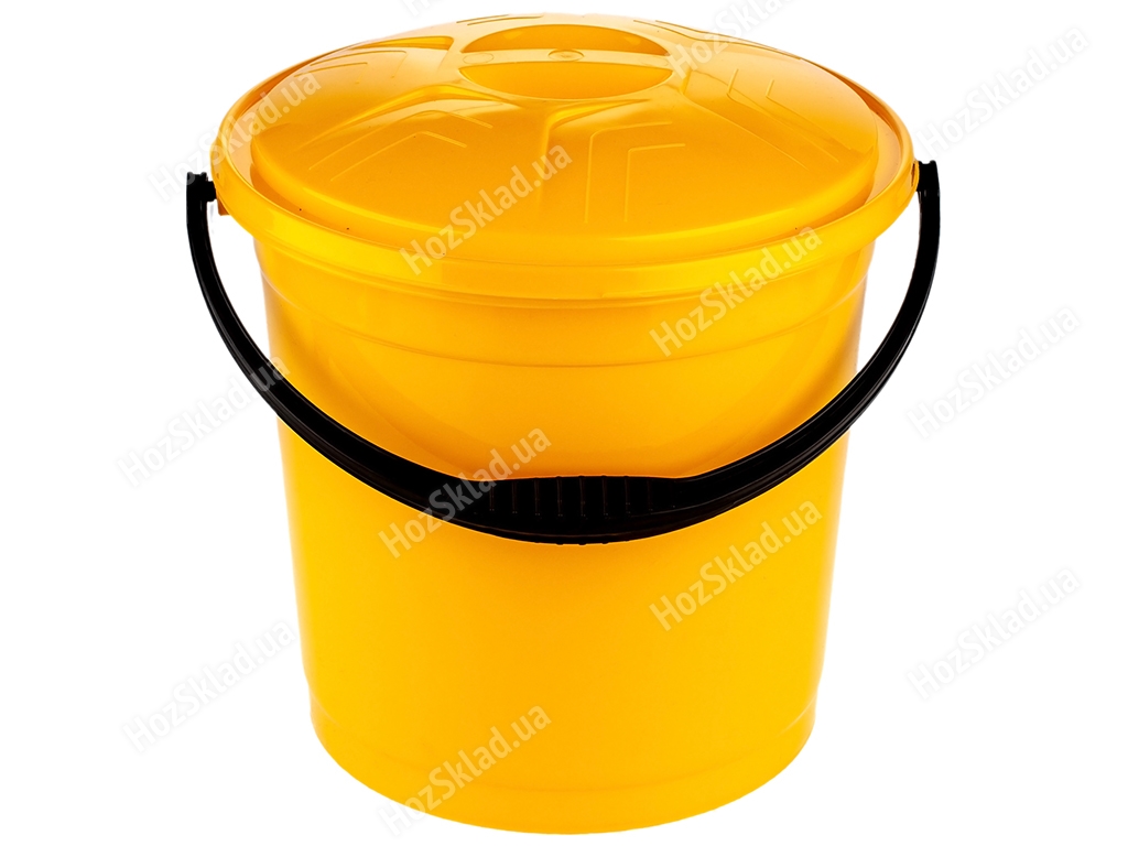 Ведро R plastic желтое, с крышкой, 12л