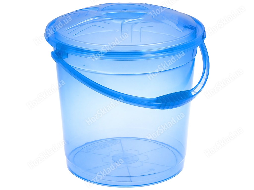 Ведро R plastic прозрачное с крышкой, голубое, 12л