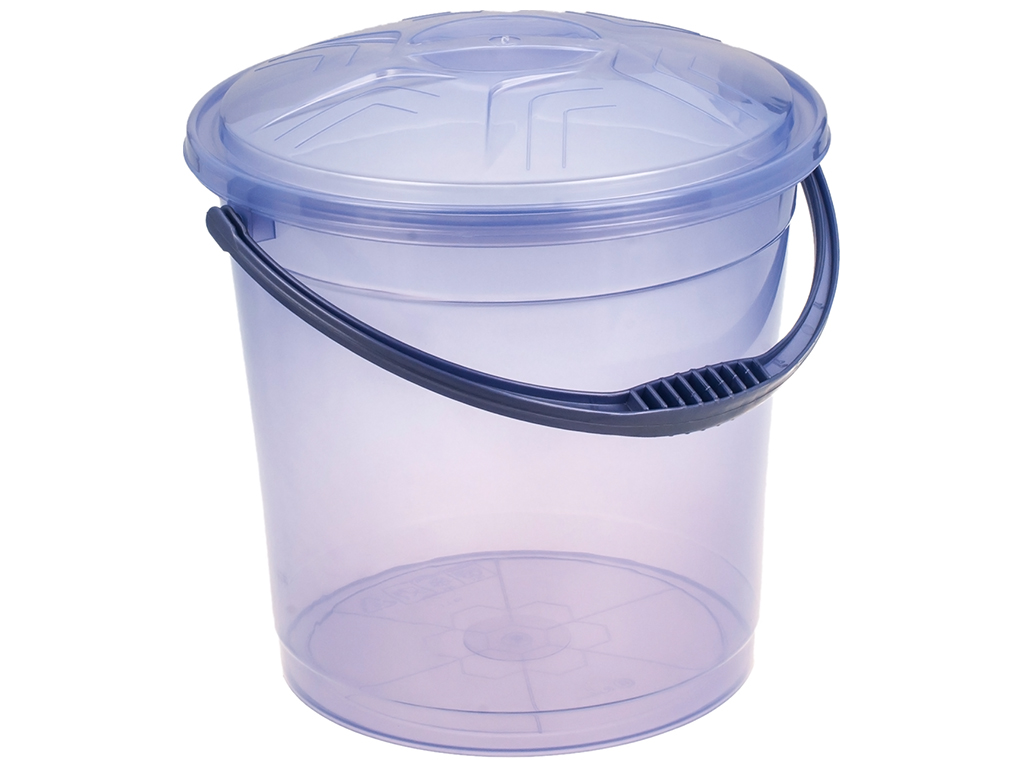 Ведро R plastic прозрачное с крышкой, фиолетовое, 15л