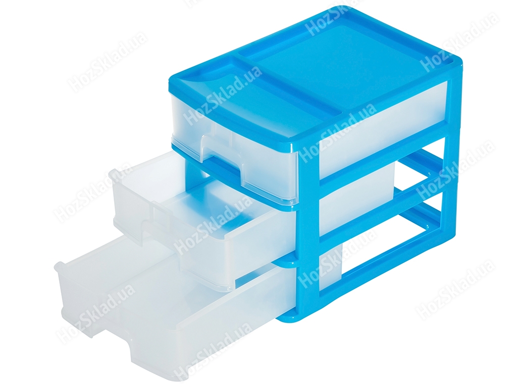 Комод настольный R-Plastic А4 на 3 ящика, голубой, 35x25,5x28см, 03304