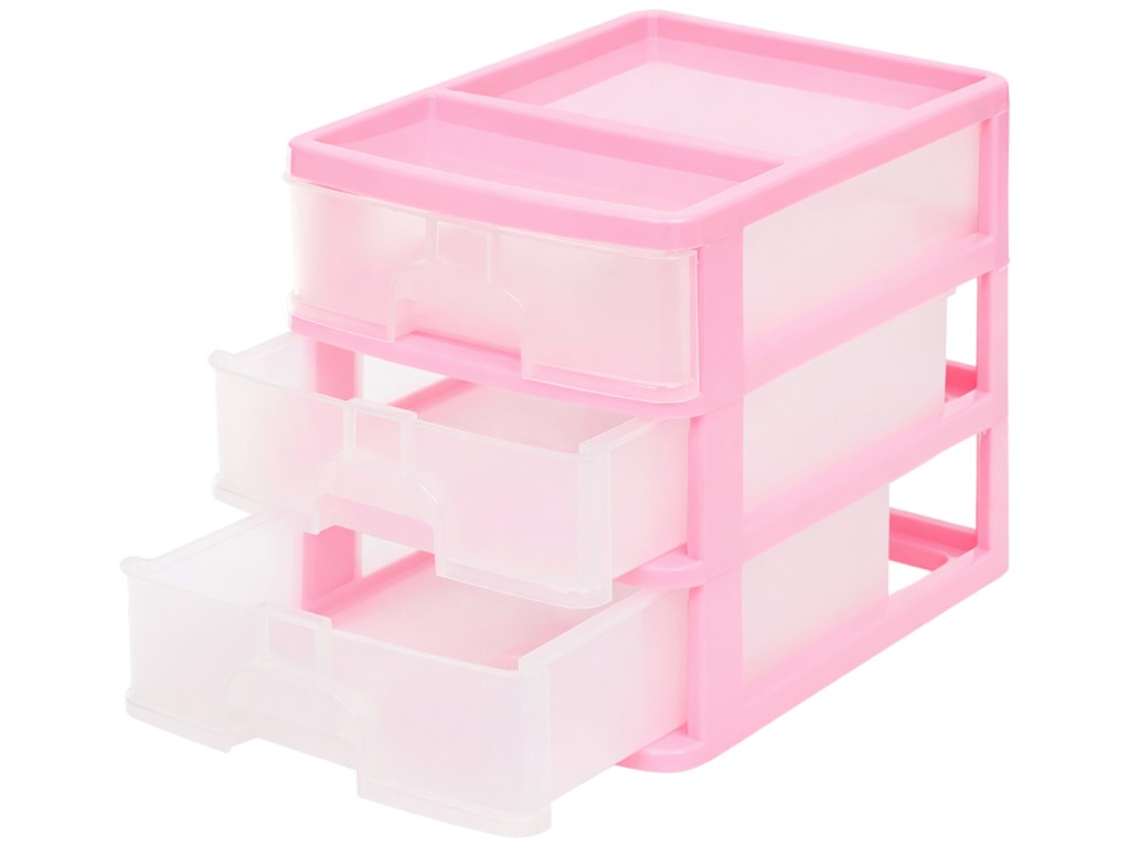 Комод настольный R-Plastic А4 на 3 ящика, розовый, 35x25,5x28см, 03309