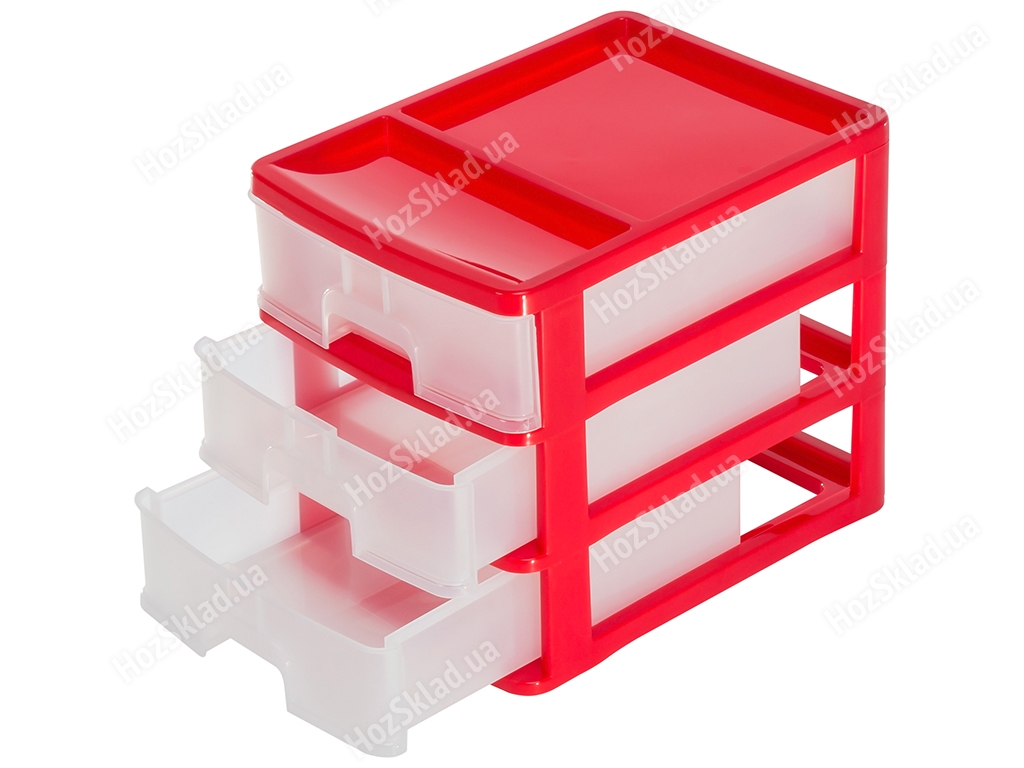 Комод настольный R-Plastic А4 на 3 ящика, красный, 35x25,5x28см, 03311