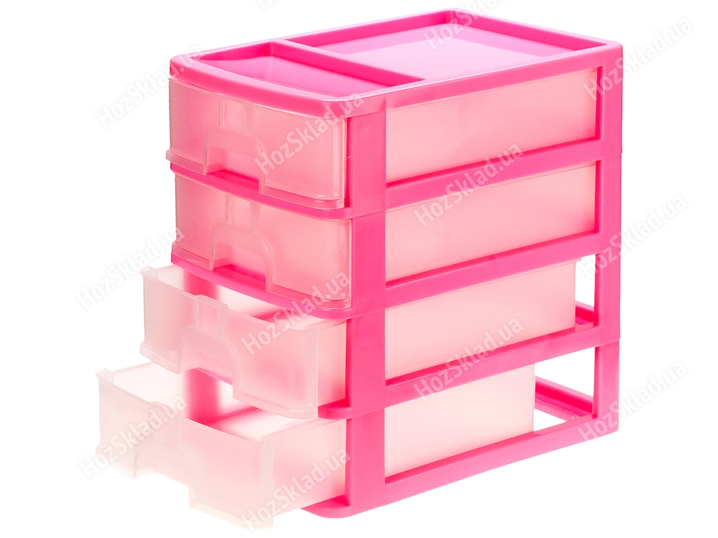 Комод настольный R-Plastic А4 на 4 ящика, розовый, 35x25,5x38см, 03409