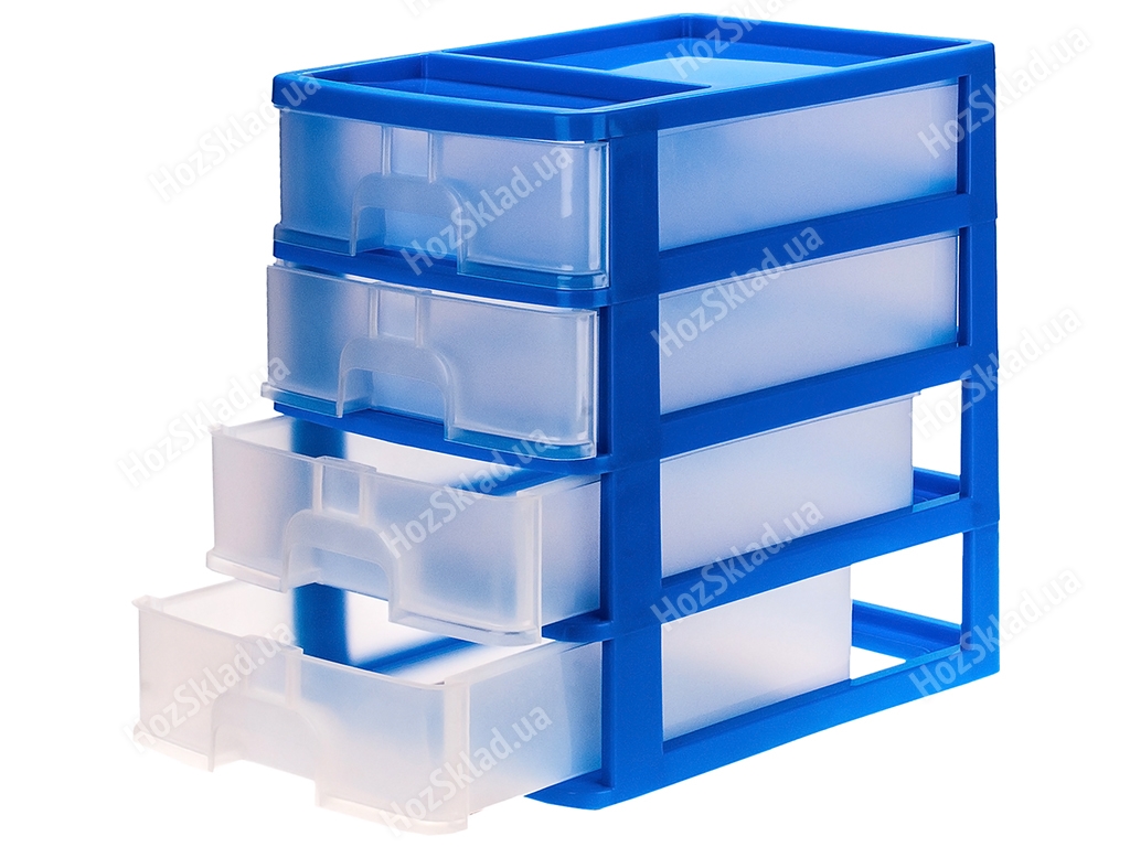 Комод настільний R-Plastic А4 на 4 шухляди, синій, 35x25,5x38см, 03410