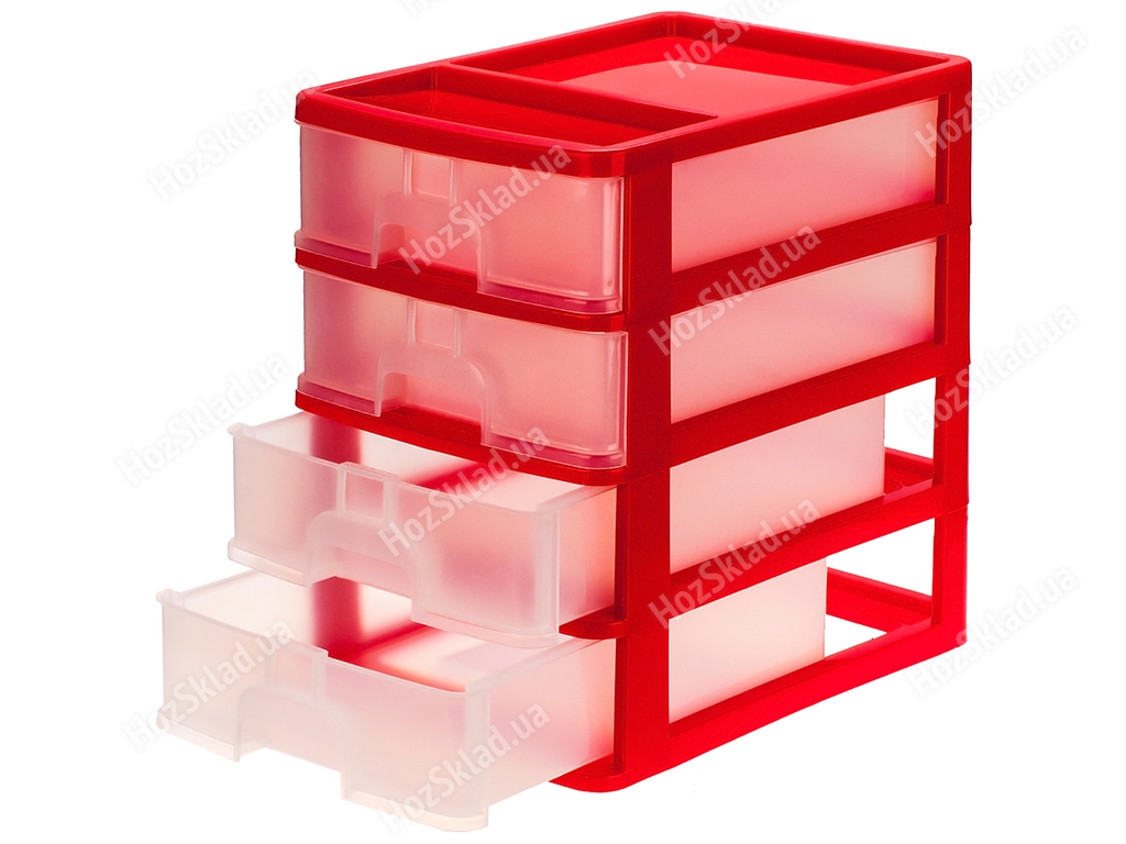 Комод настольный R-Plastic А4 на 4 ящика, красный, 35x25,5x38см, 03411