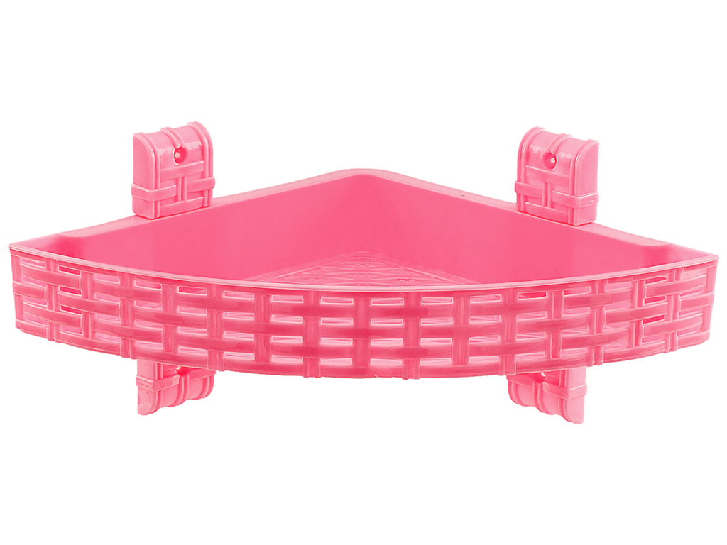 Полиця R plastic Ротанг, кутова, 1 ярус, рожева, 12105