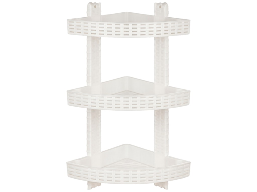 Полиця R plastic Ротанг, кутова, 3 яруси, біла, 12302