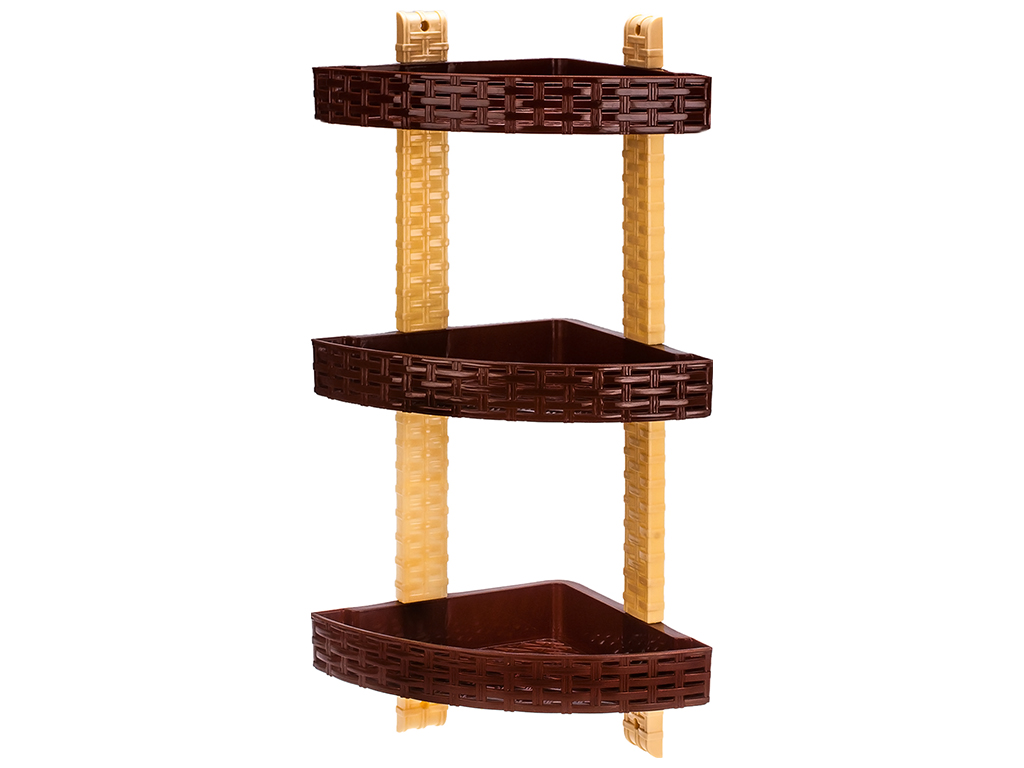 Полиця R plastic Ротанг, кутова, 3 яруси, коричнева, 12304