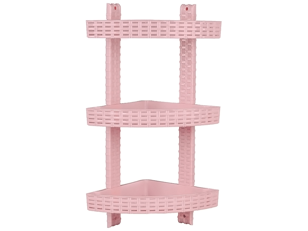 Полка R plastic Ротанг, угловая, 3 яруса, пудра, 12305
