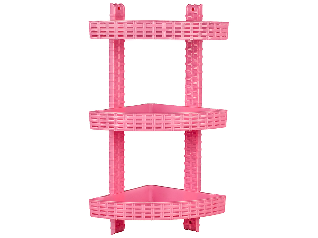 Полиця R plastic Ротанг, кутова, 3 яруси, рожева, 12307