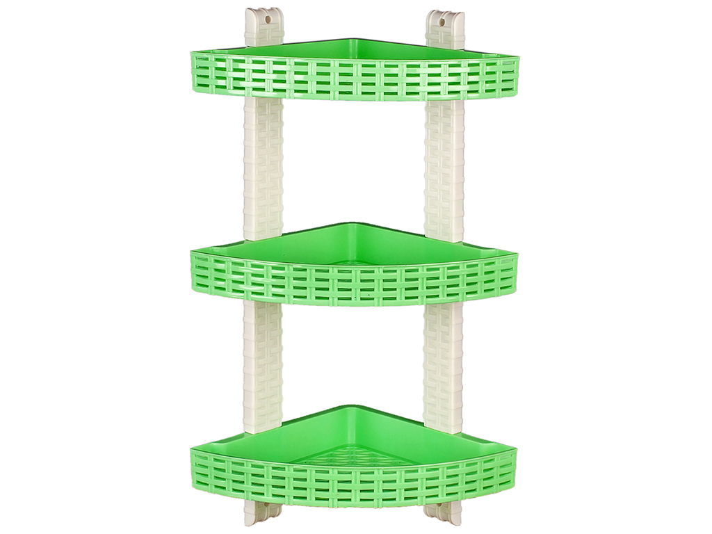 Полиця R plastic Ротанг, кутова, 3 яруси, салатова, 12308