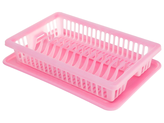 Сушарка для посуду R plastic, рожевий, 1 ярус, 43x29x8см, 20106